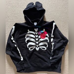 Disney Mens Black Skeleton Hoodie with Mickey Ears